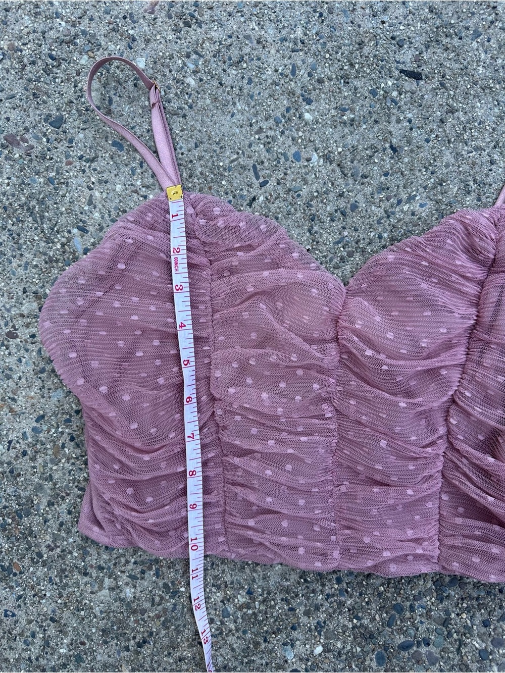 Pink Ruched Polka Dot Two-Piece Crop Top & Skirt Set Medium - Picture 4 of 13
